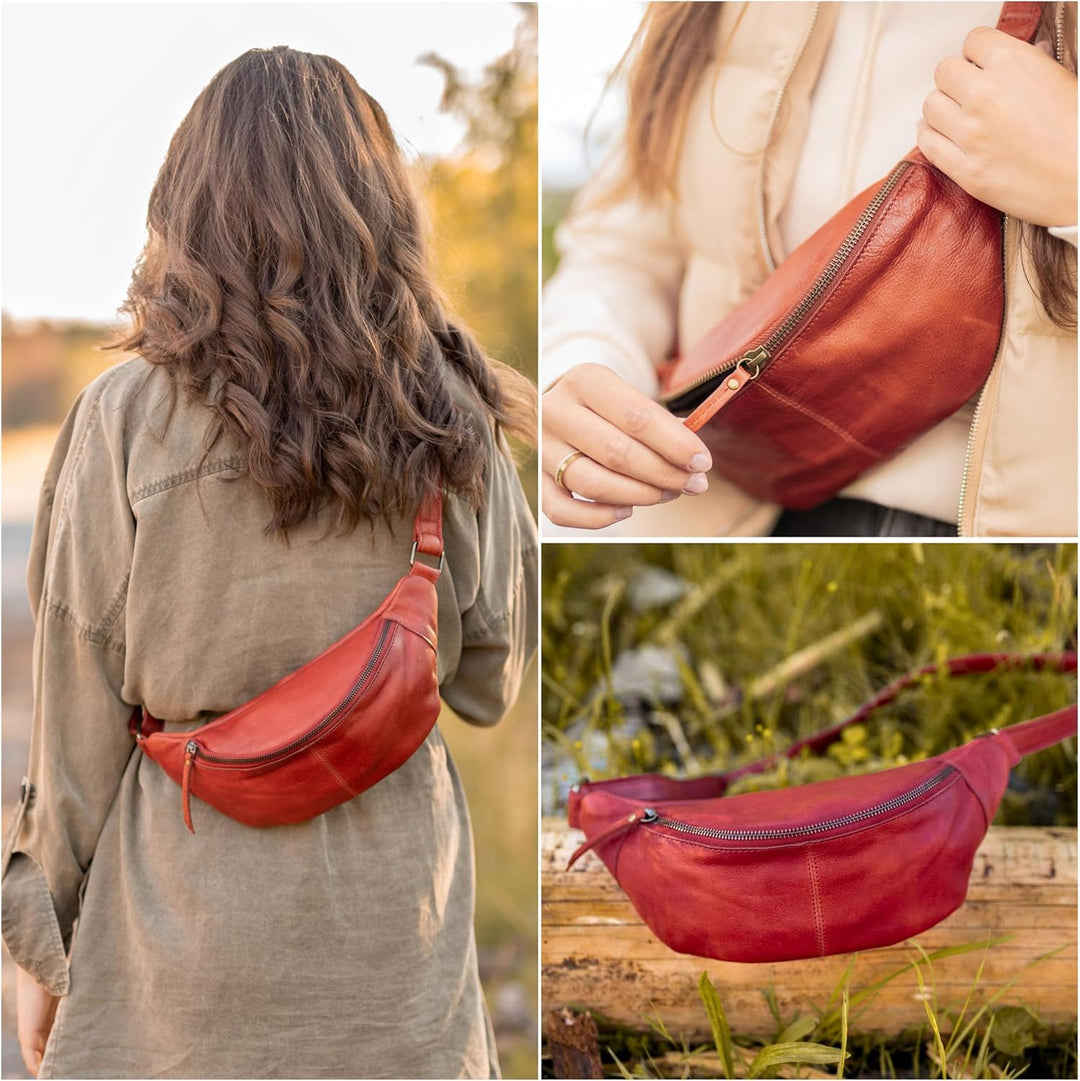 Gusti Brusttasche Leder - Cillian Damen und Herren Gürteltasche Hüfttasche Bauchtasche Brustbeutel F
