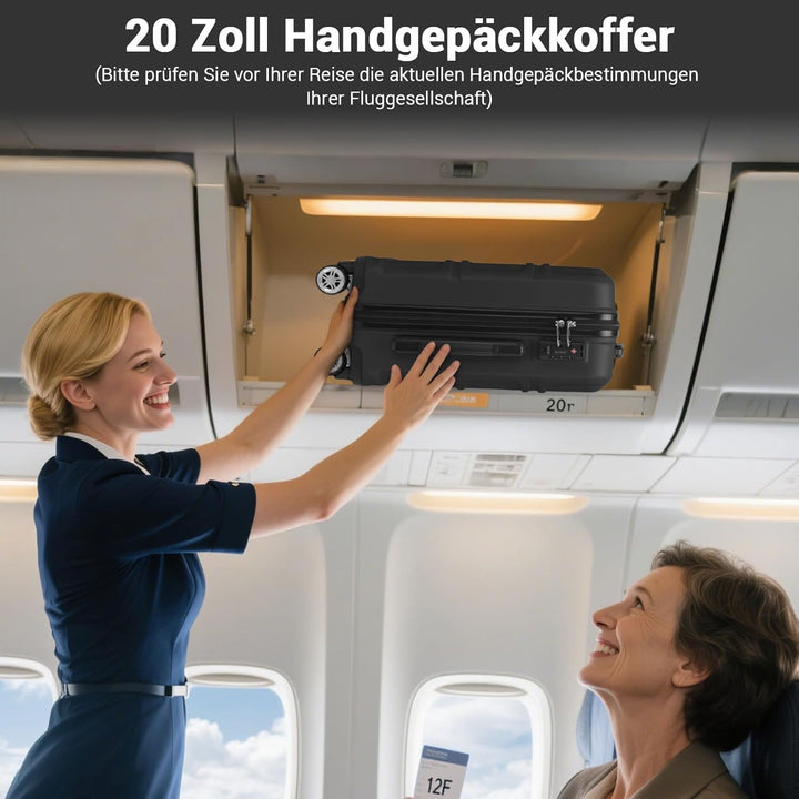 KONO Koffer Trolley Reisekoffer aus ABS+PC – Leichter Hartschalenkoffer mit 4 Zwillingsrollen und TS