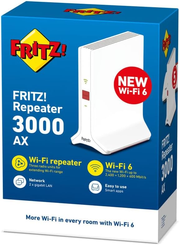 AVM FRITZ!Repeater 3000 AX International, Wi-Fi 6 Repeater mit drei Funkeinheiten, bis zu 4.200 MBit