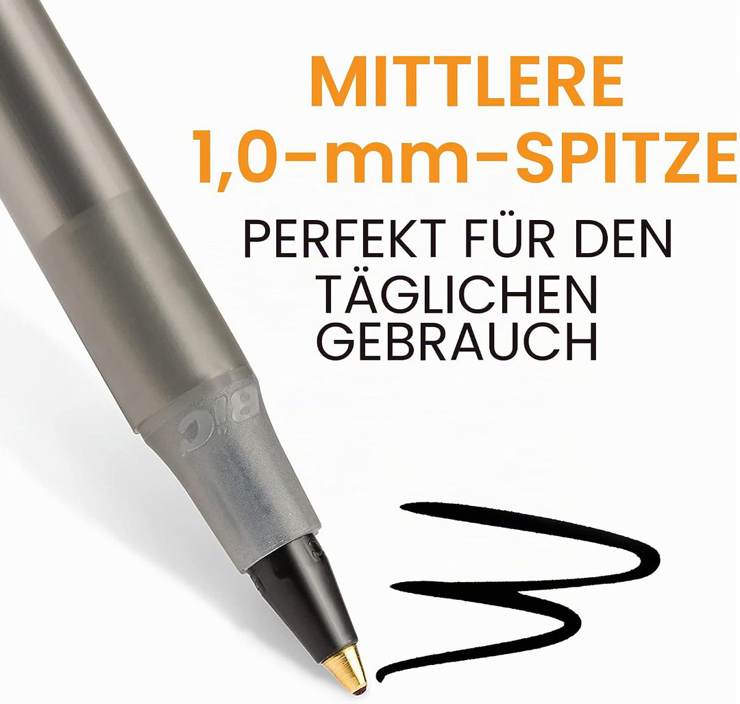 BIC Round Stic Xtra Life Kugelschreiber, Mittelgrosse Spitze 60 count Schwarz, 60 count Schwarz