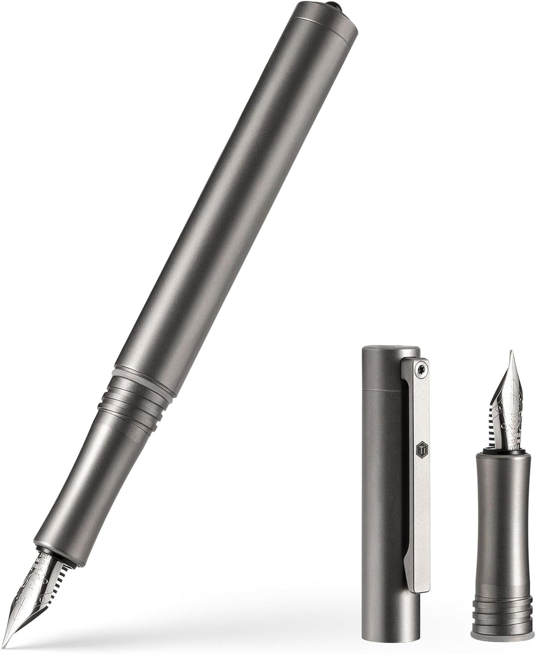 KeyUnity KP02 Füllfederhalter, feine Feder mit Tintenkonverter, Kalligraphiestift aus Titanlegierung