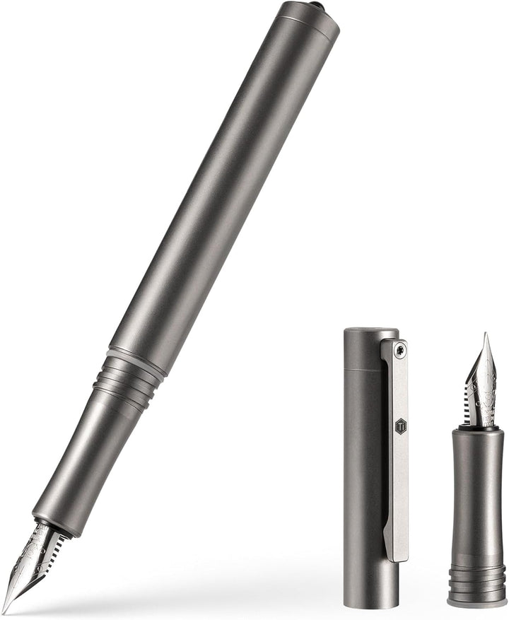 KeyUnity KP02 Füllfederhalter, feine Feder mit Tintenkonverter, Kalligraphiestift aus Titanlegierung