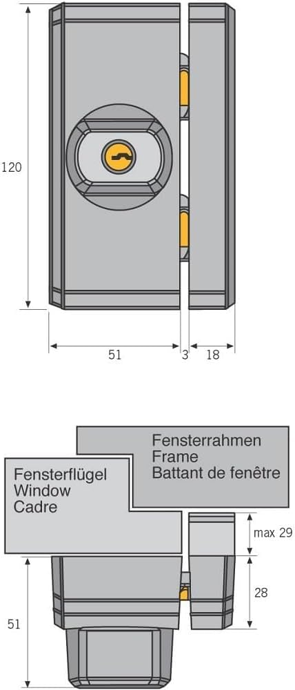 ABUS Fenster-Zusatzsicherung FTS96 - Fensterschloss mit Schliessmechanismus über den Drehknauf, vers