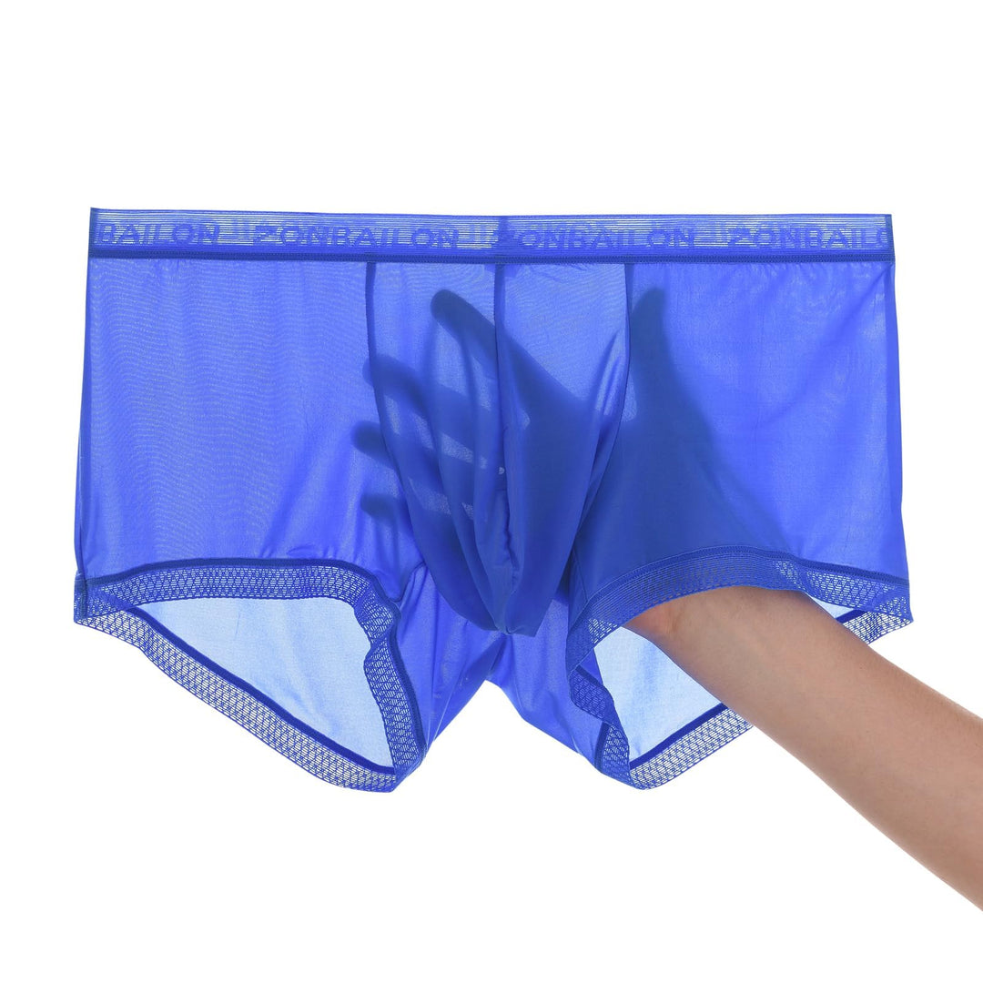Herren Slips Transparent Sexy Unterwäsche mit Beutelverstärkung mehr Attraktivität und Komfort Blau