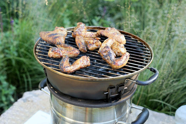 BBQ-Toro Grill Set für Raketenofen | Grillset mit Gusseisen Grillplatte, Grillrost, Tropfschale und