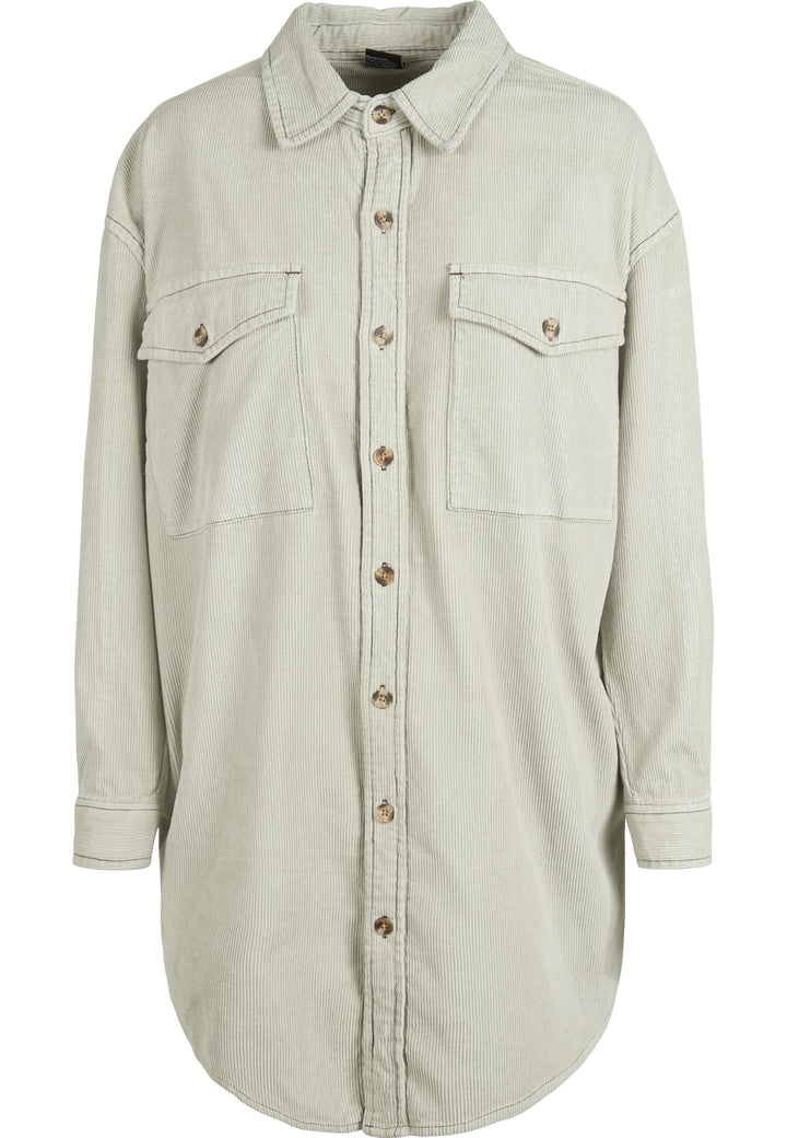 Urban Classics Damen Ladies Long Corduroy Overshirt 3XL Softsalvia, 3XL Softsalvia