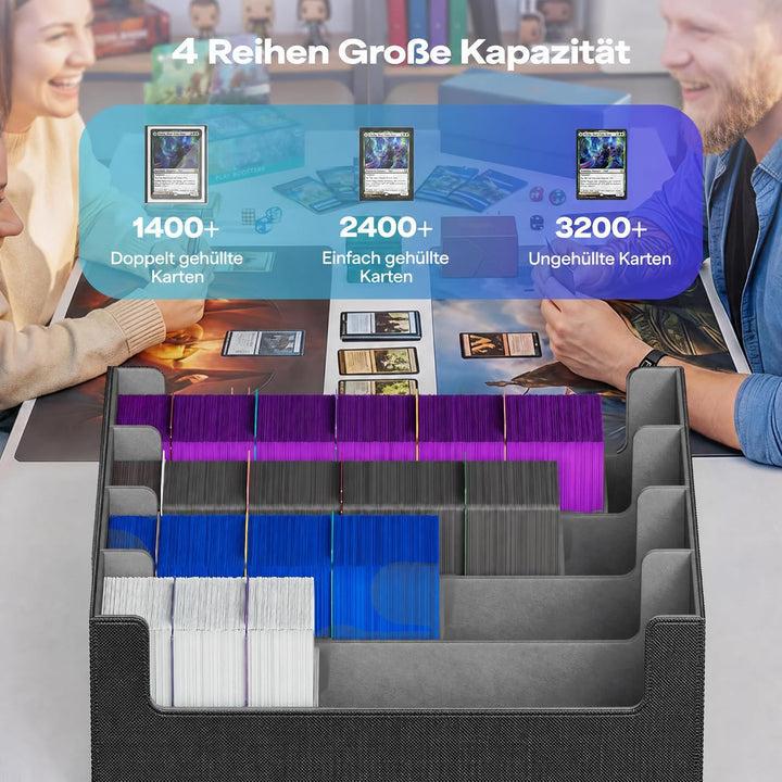 Kartenaufbewahrungsbox für Trading Cards, 2400+ MTG Commander Deck Box mit 24pcs bunten Teilern, Kar