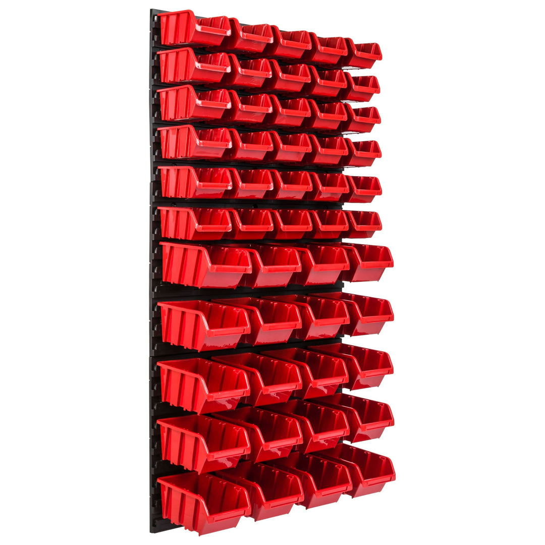 Lagersystem Werkstattregal | 57 x 116 cm | 50 stck. Box | Wandregal mit Stapelboxen - Wandplatten Ex