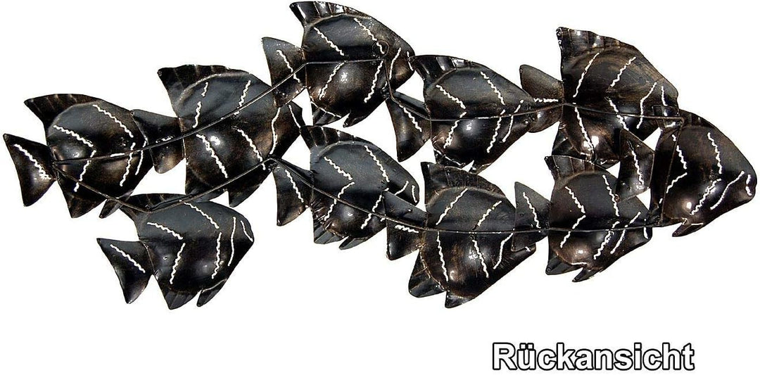 SEESTERN Fischschwarm Metall Wand Deko Verzierung Hänge Wand Dekoration 68cm /1805.Petrol