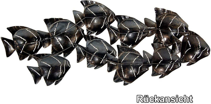SEESTERN Fischschwarm Metall Wand Deko Verzierung Hänge Wand Dekoration 68cm /1805.Petrol