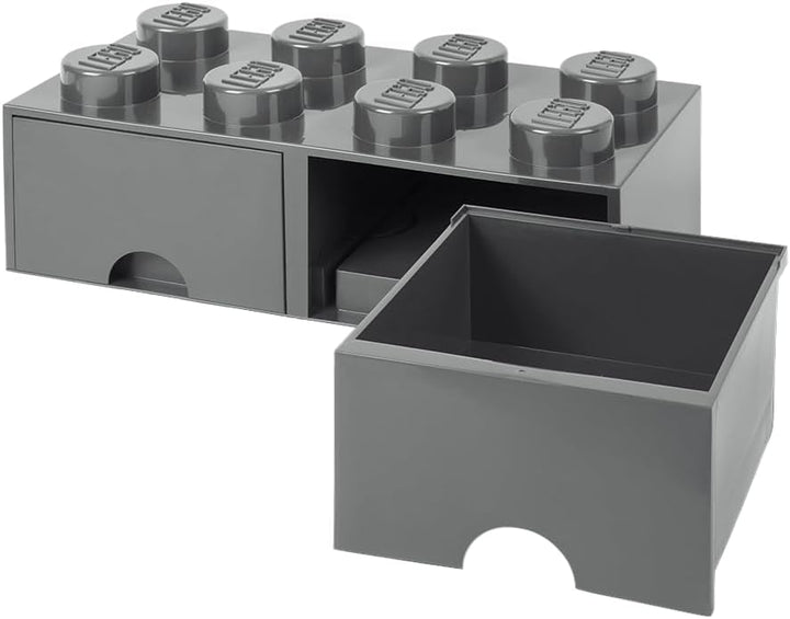 Room Copenhagen 40061754 Lego 8 Noppen, 2 Schubladen, stapelbare Box, 9,4 l, Dunkelgrau, 8 knoppen