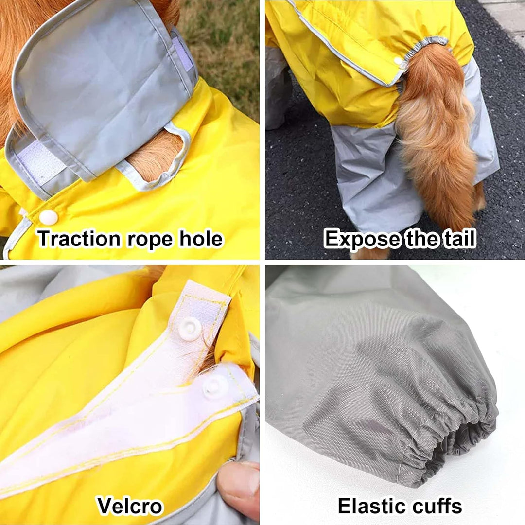 Regenmantel für Hunde,Hunderegenmantel,Wasserdichter Hundemantel mit Kapuze,Leichte Regenjacke Hund