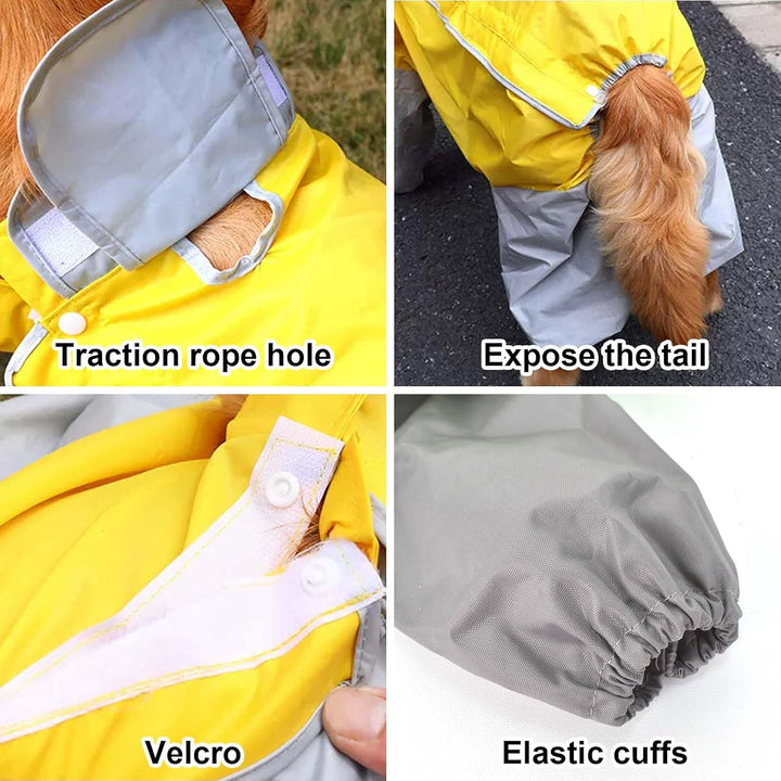 Regenmantel für Hunde,Hunderegenmantel,Wasserdichter Hundemantel mit Kapuze,Leichte Regenjacke Hund