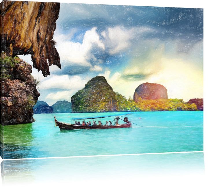 Pixxprint Thailand Phuket Playa Paradisiaca als Leinwandbild | Grösse: 100x70 cm | Wandbild| Kunstdr