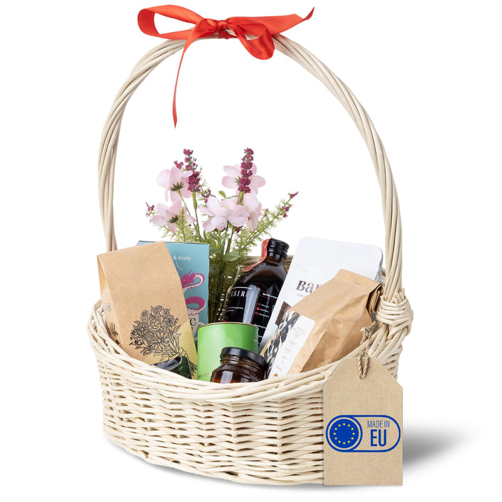 Creative Home Weisse Oval Einkaufskorb Weidenkorb Schrägem mit Henkel | 37 x 30 x 37 cm (+/- 1cm) |