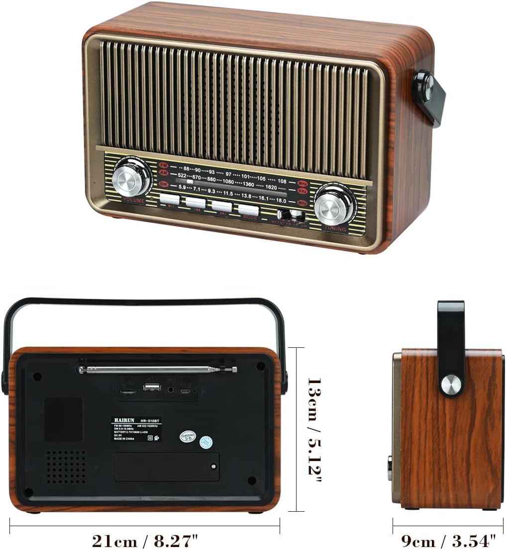 Bluetooth FM AM SW Stereo Radio, unterstützt USB-Disk, USB/TF-Karte, AUX-Buchse – Musik abspielen mi