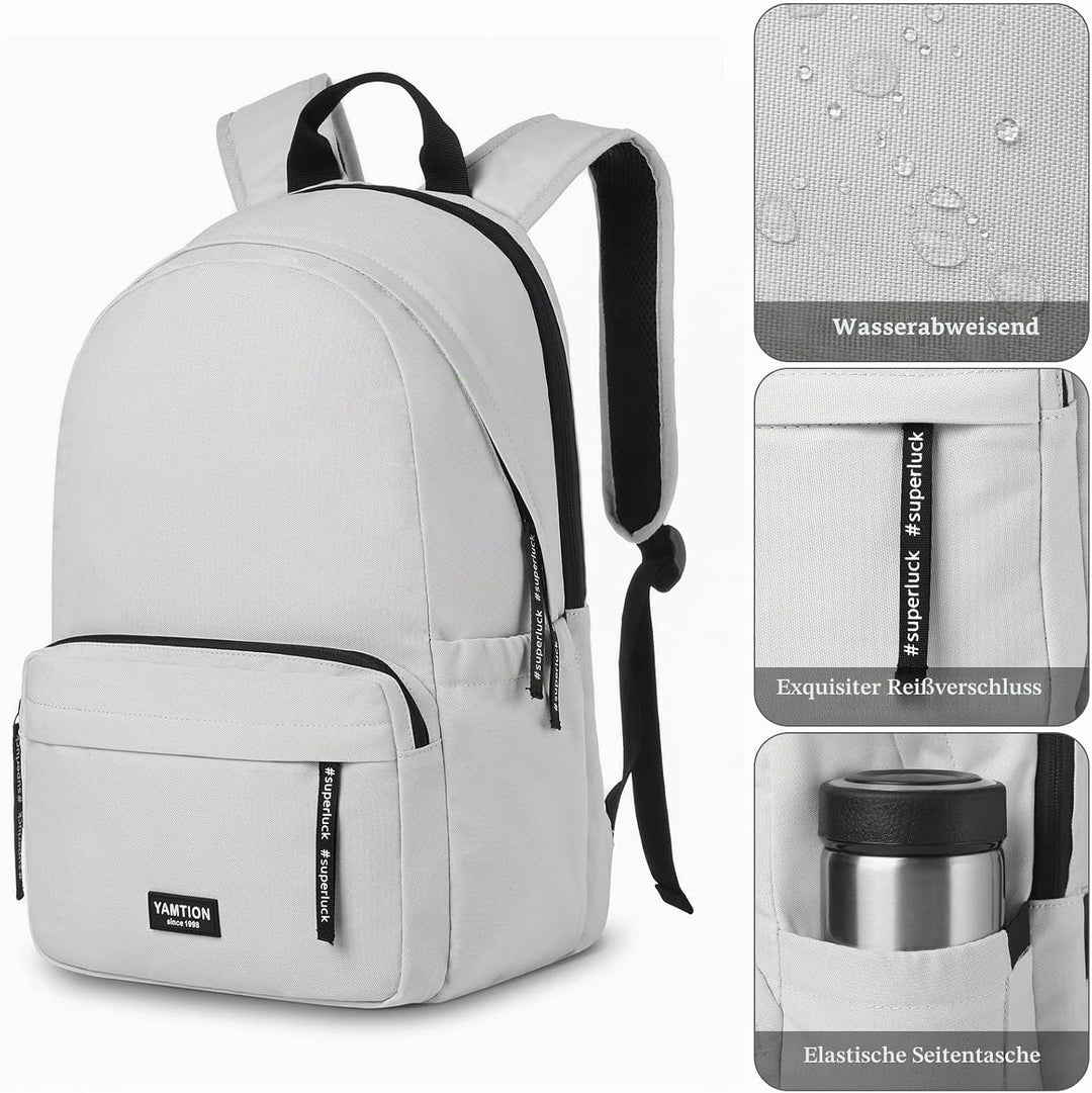 YAMTION Rucksack Schule Teenager Jungen &amp; Mädchen für 15.6 Zoll Laptop,Schulranzen Damen Herren Stad