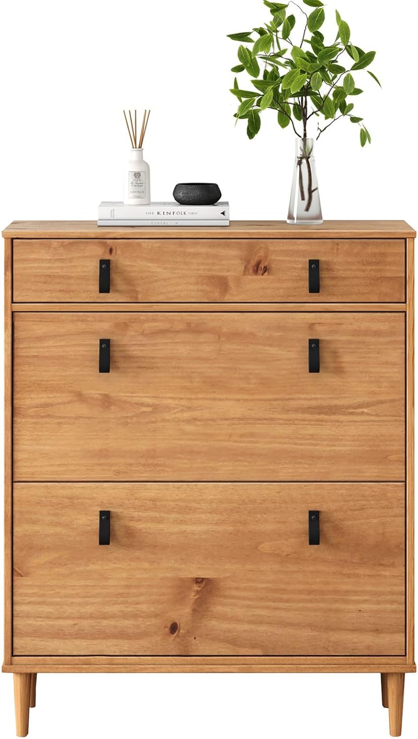 IDIMEX Schuhkipper MIKKA 2 Klappen 1 Schublade - eichefarben, schmaler Schuhschrank, Schuhaufbewahru