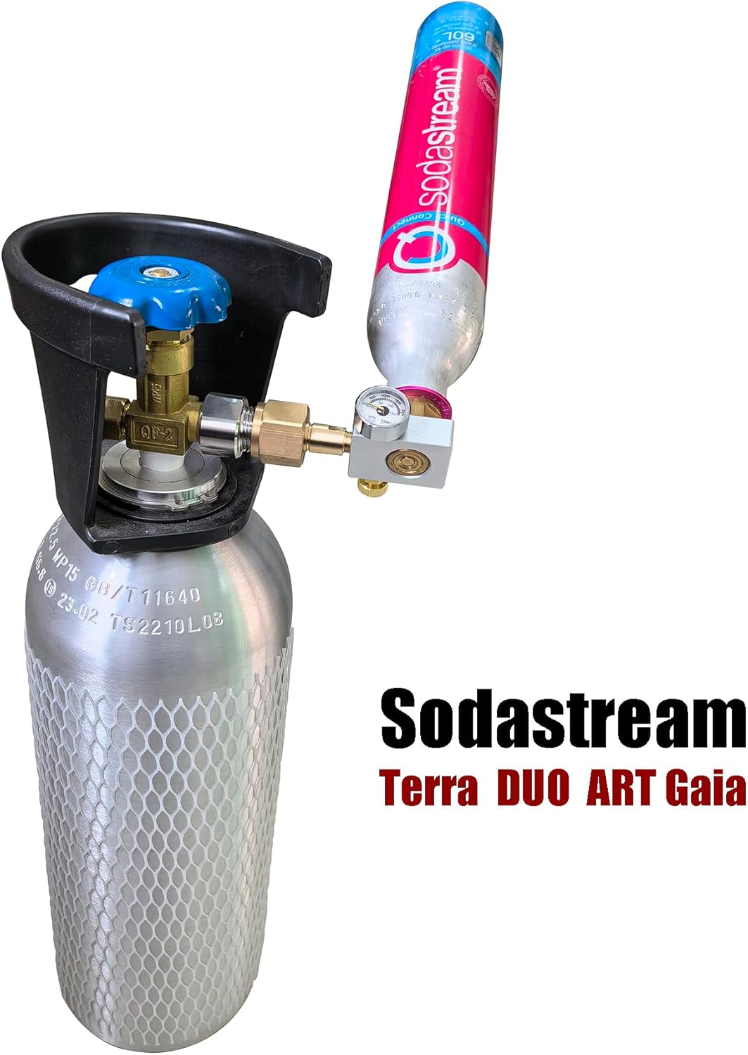 DRYHTEN Soda Wasser Kohlendioxid rosa Zylinder Füllstation mit Gauge Nachfülladapter für DUO Terra A