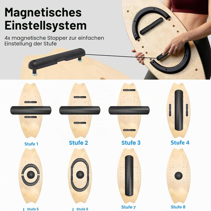 Diesisa Balance Board Erwachsene: 7-in-1 Balance boards Wackelbrett - Holz Balance Board Set Mit Rol