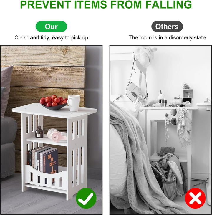 Nachttisch Weiss, 2 Ebenen Beistelltisch, Wohnzimmer Sofa Tisch Beistelltisch, Nordic Stil Schlafzim