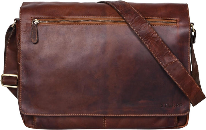 STILORD 'Jan' 15,6 Zoll Laptoptasche Leder Herren Damen Umhängetasche Unitasche Aktentasche Freizeit