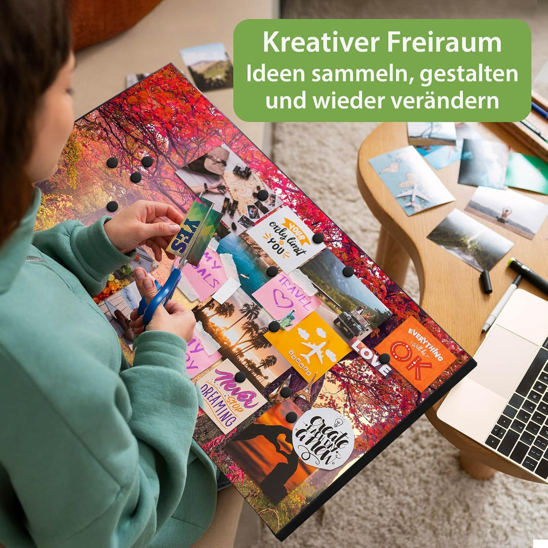 banjado Magnettafel schwarz 78 x 37cm / Magnetwand Metall/Magnetpinnwand als Memoboard/Pinnwand Magn