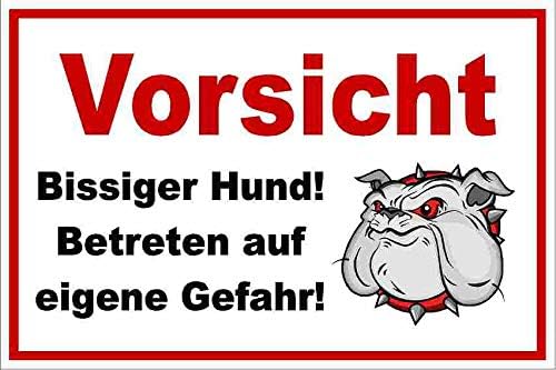 Kleberio® Warn Schild 60 x 40 cm - Vorsicht! Bissiger Hund Betreten auf eigene Gefahr - stabile Alum