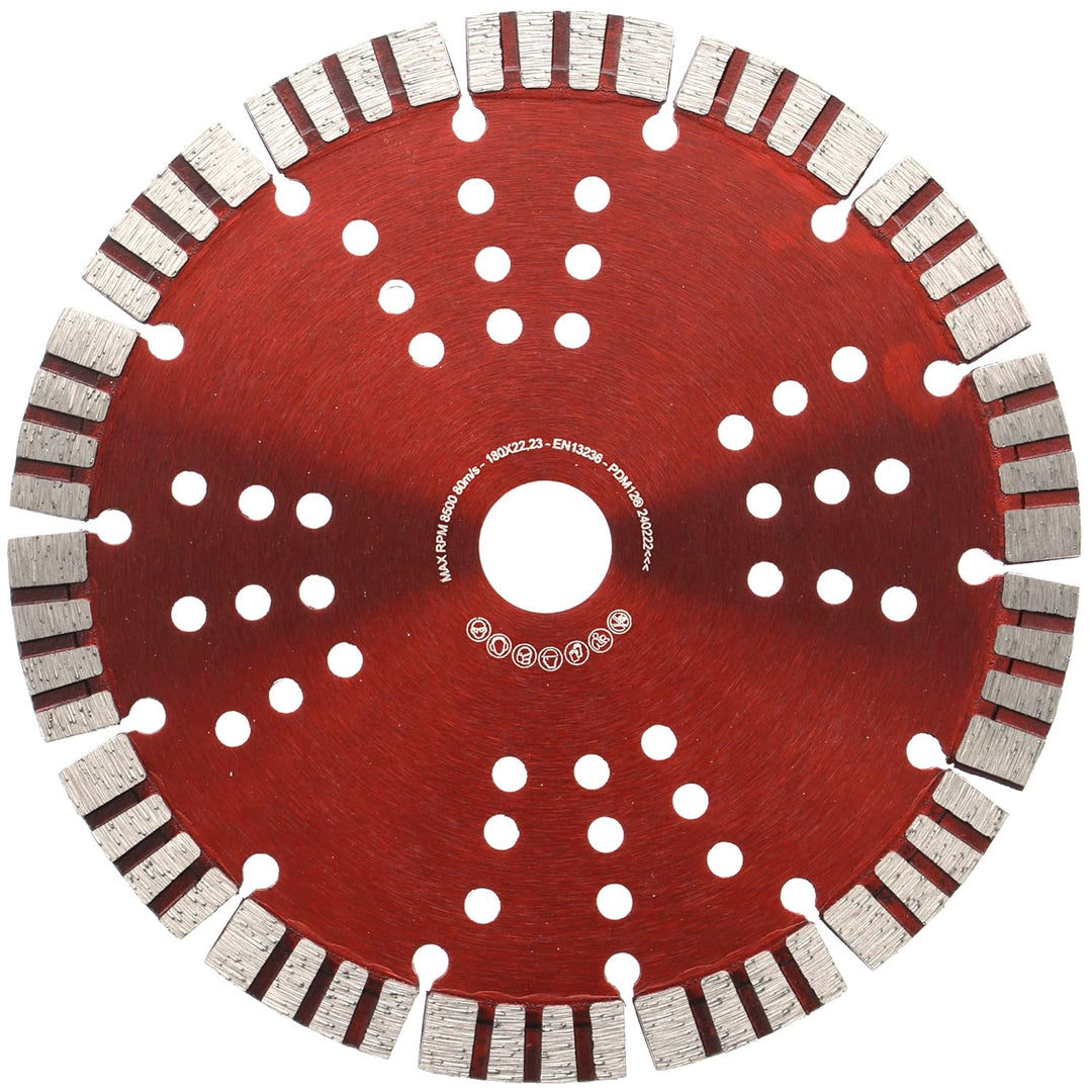 PRODIAMANT Turbo Diamant-Trennscheibe Beton 180mm x 22,23 mm Segmenthöhe 12mm 180/22,23mm, 180/22,23