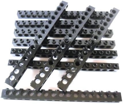 LEGO TECHNIC 10 Stück "Stein 1x16 Noppen mit Löcher" in SCHWARZ.