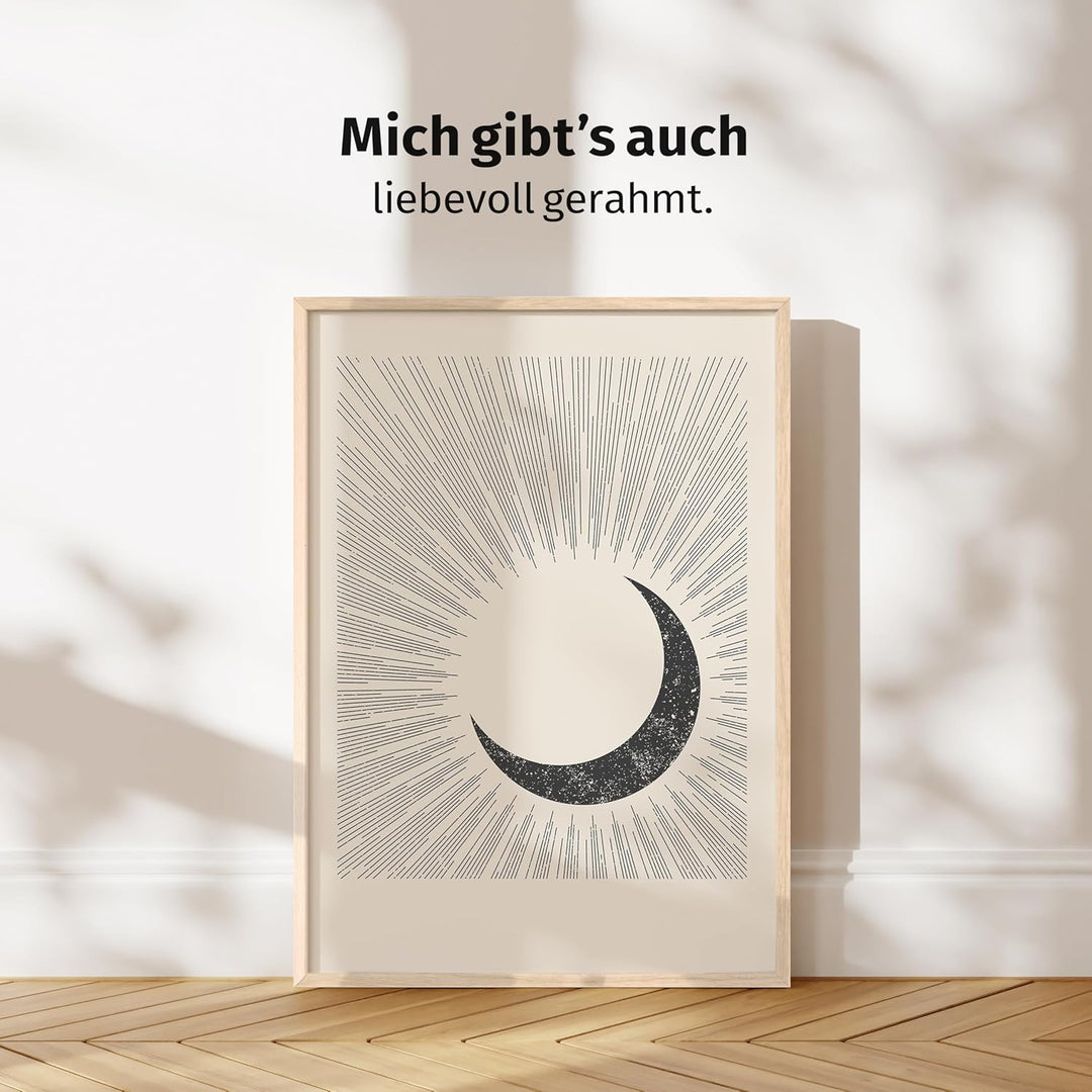 JUNOMI® Sonne und Mond Poster DIN A2, Boho Deko, Minimalistisch, Yoga Zubehör, perfekte Yoga Geschen