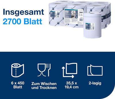 Tork Reflex Starke Mehrzweck-Papierwischtücher Blau M4, SmartCore, 6 × 450 Blatt, 473391 Für M4 Inne