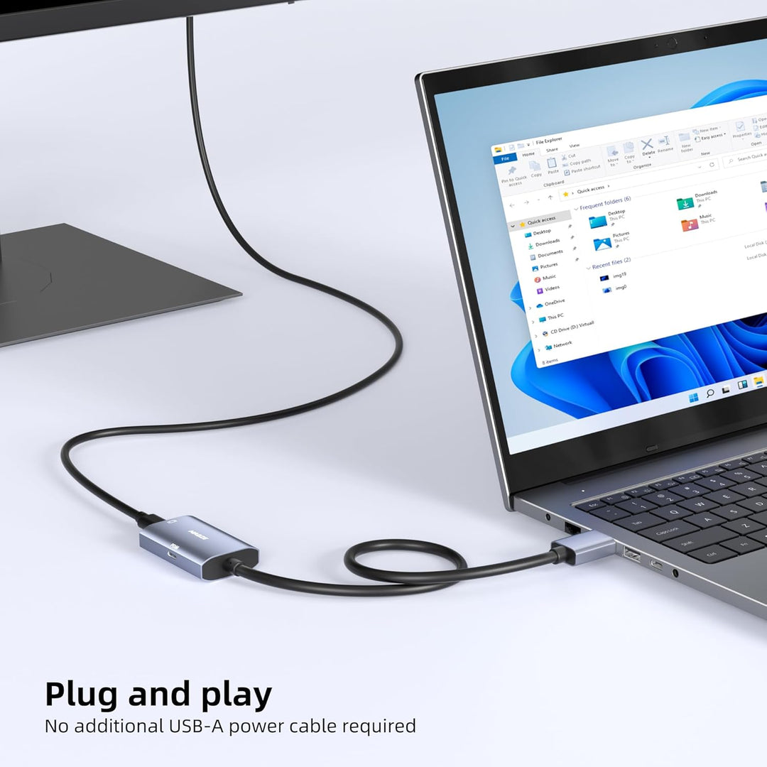 8K@30Hz / 4K@144Hz DisplayPort-auf-USB-C-Adapter mit PD 65W-Ladefunktion, Graphit-Kabel, DisplayPort