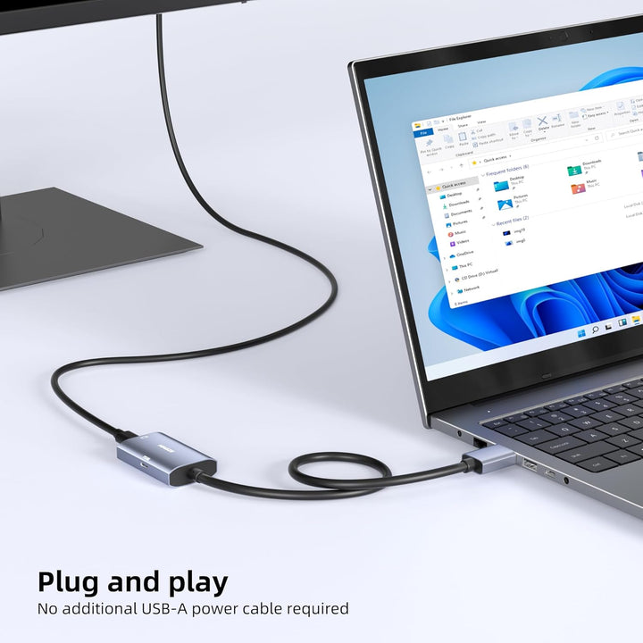8K@30Hz / 4K@144Hz DisplayPort-auf-USB-C-Adapter mit PD 65W-Ladefunktion, Graphit-Kabel, DisplayPort