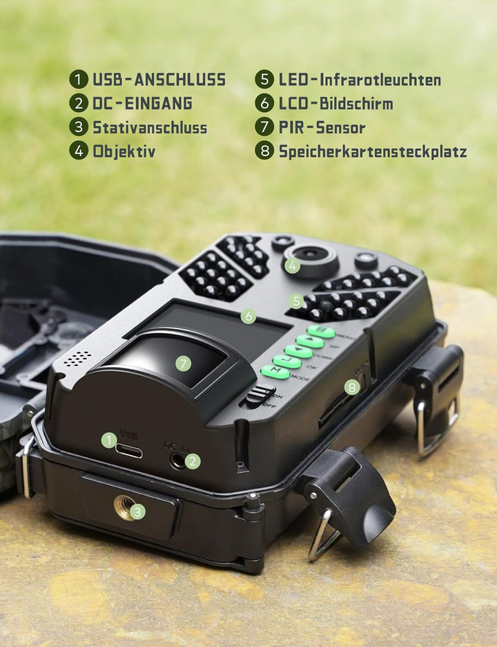CEYOMUR Wildkamera, 4K 36MP HD Wildkamera mit Bewegungsmelder Nachtsicht, Wildtierkamera mit 2.0" LC