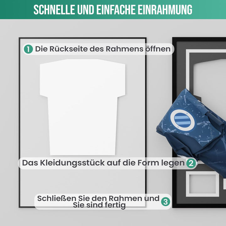 Avalo Trikotrahmen Aluminium - Objektrahmen für Fussballtrikot - 3D Box Frame - 60x80 CM - Schwarz -