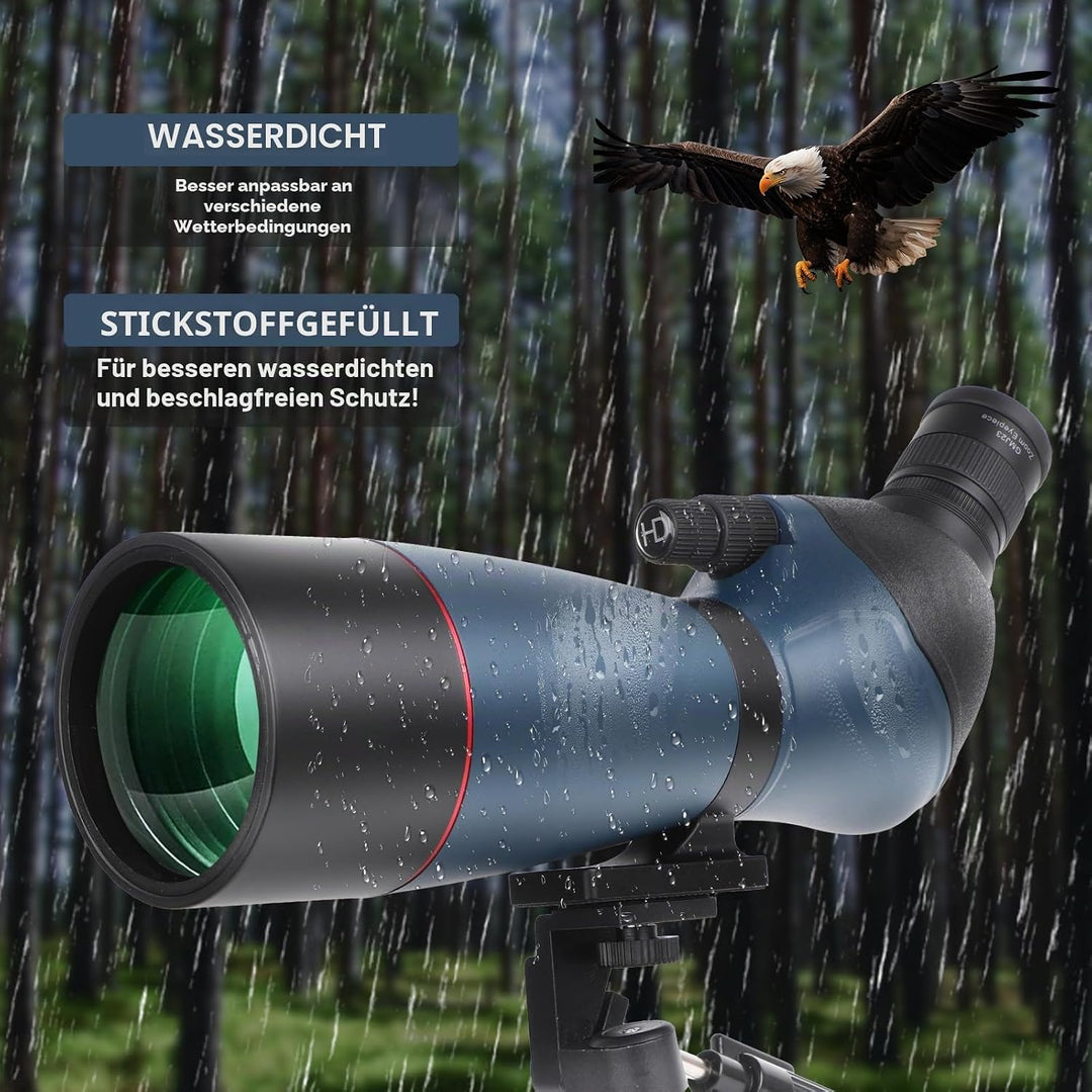25-75x70 HD Spektiv Sportschützen mit Stativ- und Smartphone-Adapter, Zoom Bak4 Prism FMC Lens 45-Gr