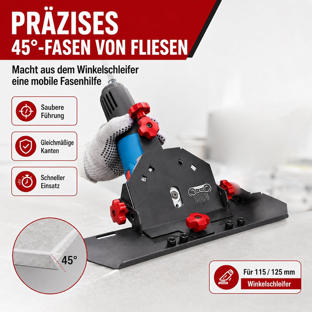 Fliesen Gehrungsschneider, 45 Grad Fliesenschneider für Winkelschleifer 115/125 mm Tile Cutter mit A