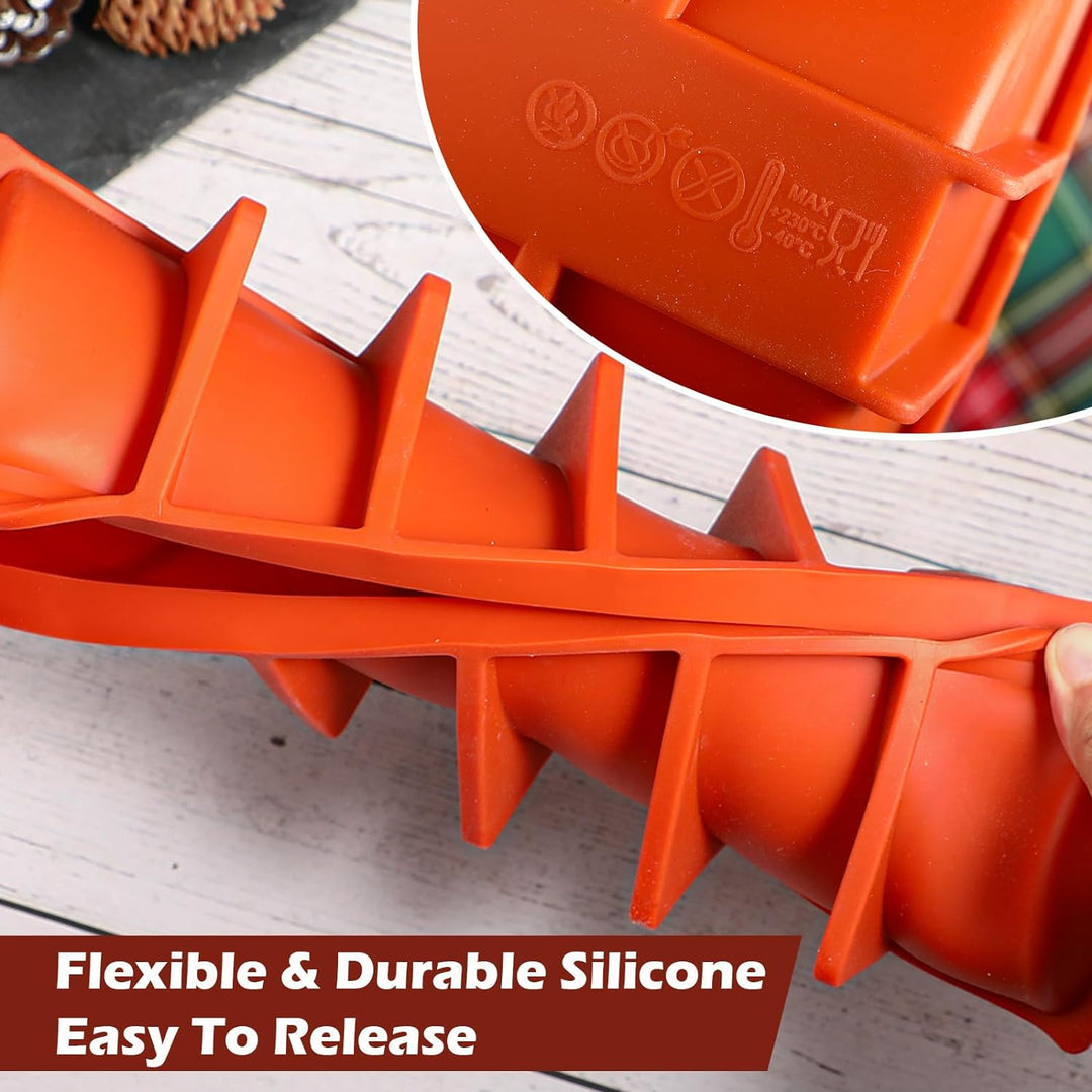 webake Buche de Noel Backform Silikon mit 2 Stück Silikonmatte Kuchenform Silikonform Weihnachtskuch