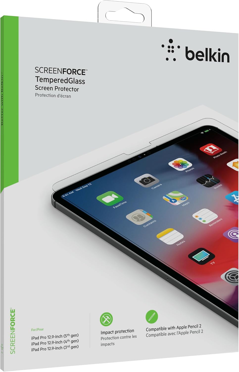 Belkin ScreenForce TemperedGlass Displayschutz für das iPad Pro 12,9 Zoll (iPad Pro 12,9 Zoll Displa