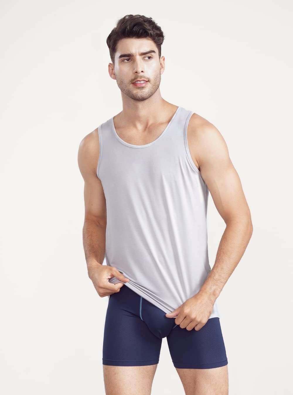 DAVID ARCHY Herren Unterhemden Tshirt Tanktop Business Lässig Bambusfaser Weich Seidig Kurzarm Ärmel