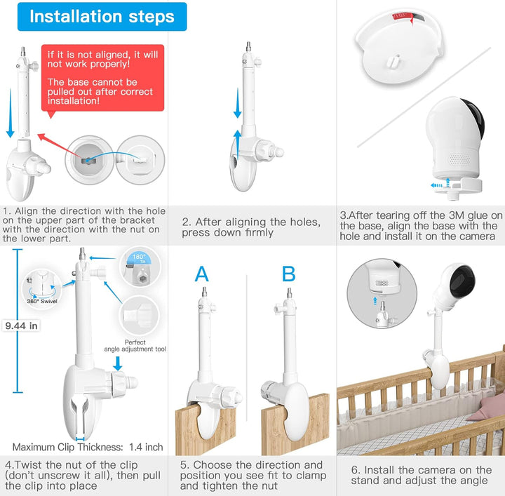 HOLACA Babyphone mit Kamera Halterung für eufy Security SpaceView Babyphone mit 5 Zoll LCD-Display,