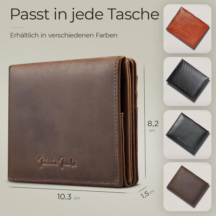 Jaimie Jacobs Flap Boy AirTag Edition Magic Wallet mit Münzfach Echtleder (Büffelleder Dunkelbraun),