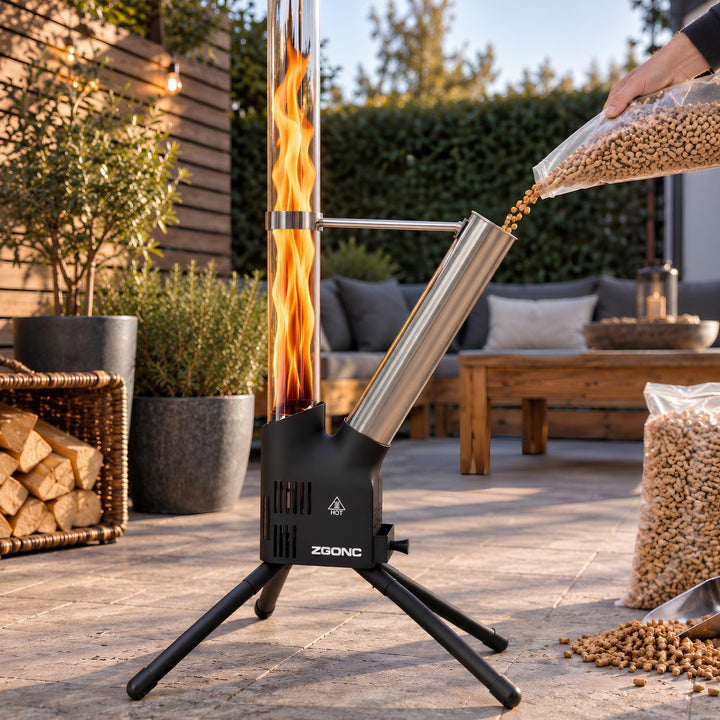 Pellet Feuersäule – Feuerrohr &amp; Pelletfackel für Garten &amp; Terrasse