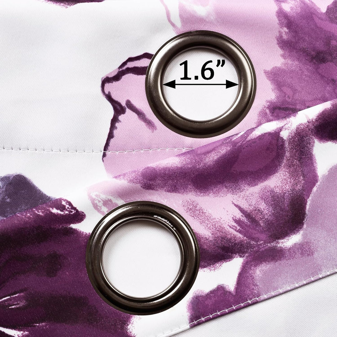 Lush Decor Leah Room Verdunkelungsvorhang für Fenster, isoliert, Blumenmuster, 132 x 240 cm, Violett