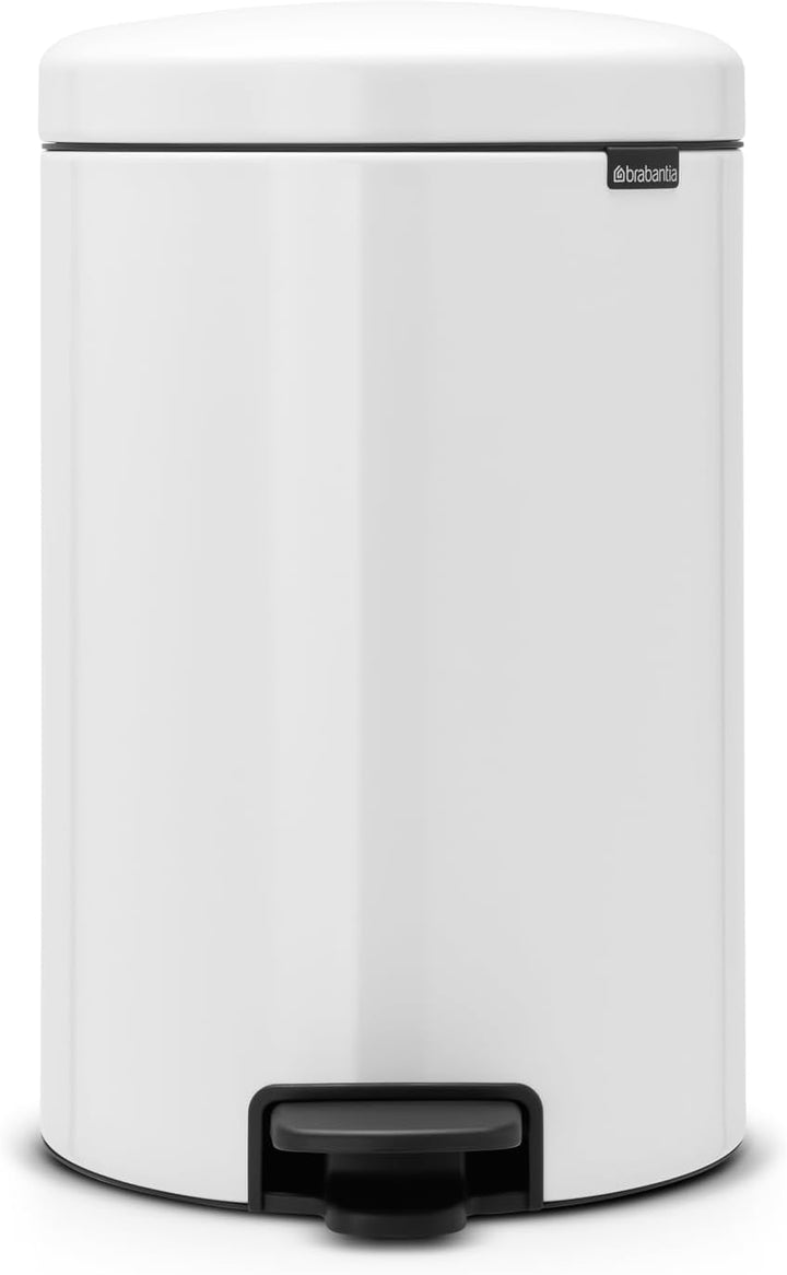 Brabantia Treteimer mit Inneneimer aus Kunststoff, Stahl, Braun, Weiss, 20L