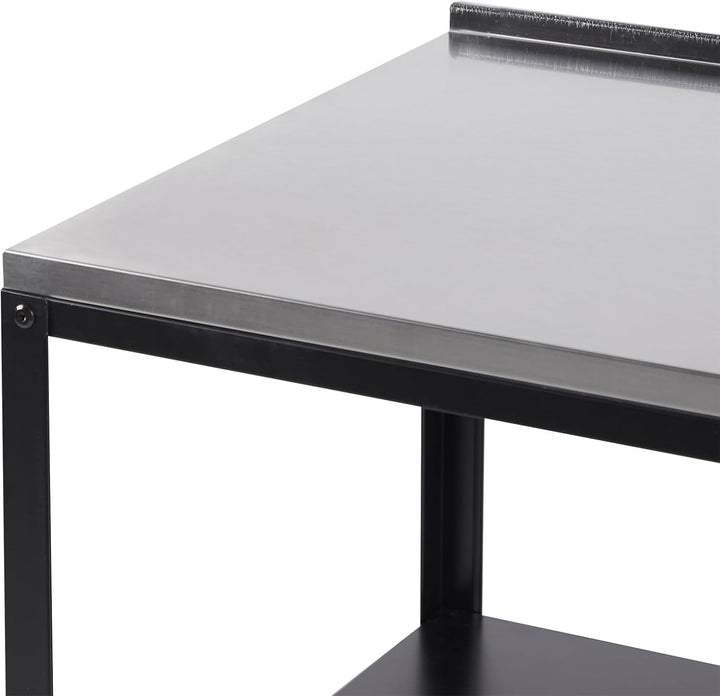 Beliani Outdoor-Kücheninsel Stahl schwarz mit Edelstahlplatte Silber schmal Vilama