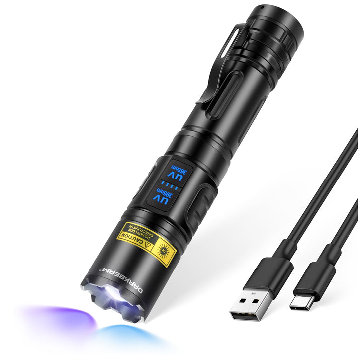 DARKBEAM UV Taschenlampe Schwarzlicht 365nm &amp; 395nm, LED Taschenlampen Ultraviolett USB Aufladbar Su