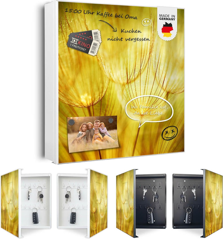banjado Grosser Schlüsselkasten Metall - Schlüsselbox 30x30cm beschreibbarer mit 32 Haken - Schlüsse