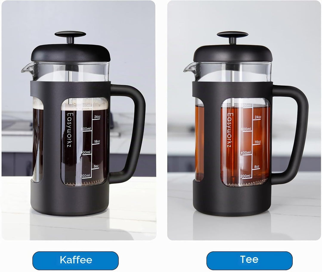 Easyworkz French Press 1000 ml Kaffeebereiter Kaffeepresse mit Borosilikatglas,rutschfester weicher